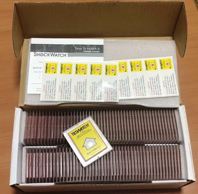 100 x ShockWatch TiltWatch Tipping Monitor Indicator Sticker 27-999-026 - photo 1 of 5