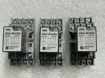 LOT OF 3 Allen-Bradley 700-HC24Z24 Relay SER-D 24VDC 7A w/700-HN128 SER B SOCKET - photo 1 of 5