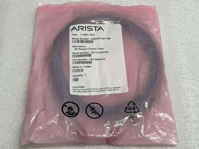 Arista 10GBASE-CR SFP+ Twinax Passive Copper 5 Meter CAB-SFP-SFP-5M NEW F/S - photo 1 of 4