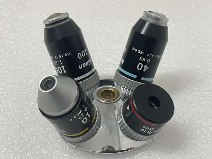 Nikon BE Plan 4x 10x 40x 100x  Microscope Objective Set Lot - photo 1 of 8