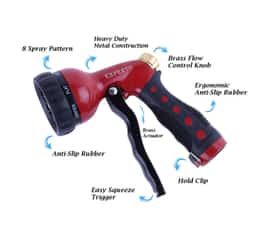 2 x Experto Garden Nozzle, High Pressure Spray Nozzle, 100% Metal for Water Hose
