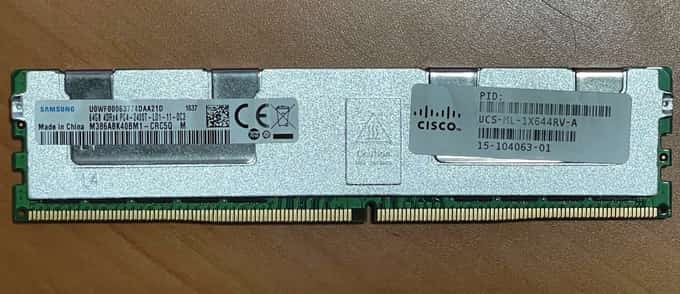 SAMSUNG 64GB (1X64GB) 4DRX4 PC4-2400T M386A8K40BM1 CRC4Q DDR4 SERVER MEMORY RAM - photo 1 of 4