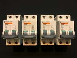 4 x MERLIN GERIN 24985 C60H 6A 6AMP C TYPE C6 DOUBLE POLE DP 2P MCB FUSE SWITCH