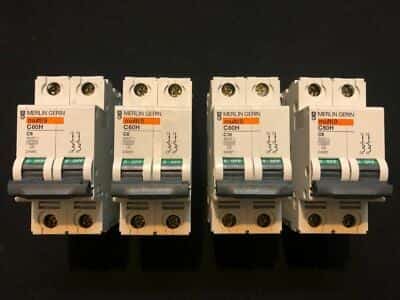 4 x MERLIN GERIN 24985 C60H 6A 6AMP C TYPE C6 DOUBLE POLE DP 2P MCB FUSE SWITCH - photo 1 of 5