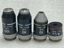 Nikon 4x 10x 40x 100x  Microscope Objective Set Lot