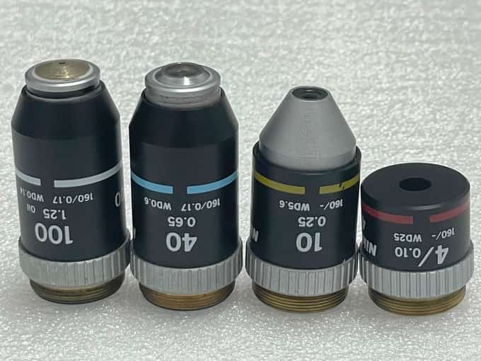 Nikon 4x 10x 40x 100x  Microscope Objective Set Lot - photo 1 of 7