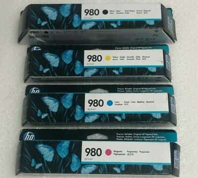 2019 GENUINE SET 4 HP #980 INK OFFICEJET ENTERPRIS X555 MFP X585 D8J07A-D8J10A - photo 1 of 8