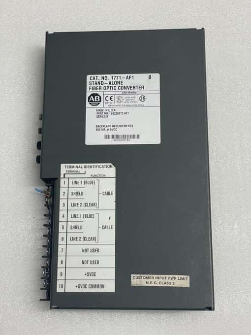 1771-AF1 | Allen-Bradley | STAND-ALONE FIBRE OPTIC CONVERTER SERIES B 96235072 - photo 1 of 5