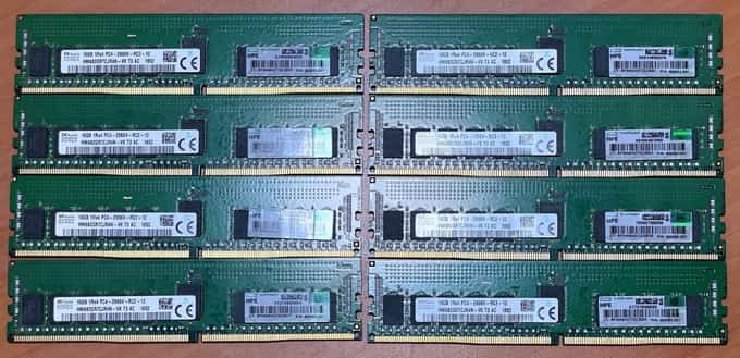 8X 16GB Hynix / HPE DDR4-2666MHz Single Rank Memory Module - HMA82GR7CJR4N-VK - photo 1 of 4